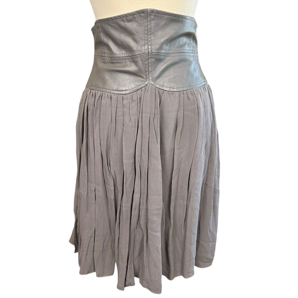 TOPSHOP Gray Leather Corset Basque High Waisted Victoriana Skirt NWT Sz 6 Silk
